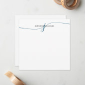 ミニマエレガントリスト海軍ブルースクリプトモノグラム ノートカード (正面/裏面インサイチュ)