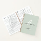 ミニマエレガントリスト淡い色のグリーンレシピ ノートブック (内部)