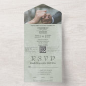 ミニマエレガントリスト淡い色のセージグリーンセラドンQRコード オールインワン招待状 (内側)