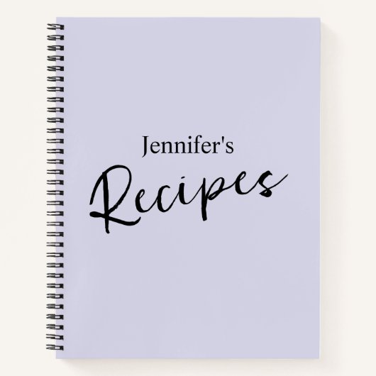 ミニマエレガントリスト淡い色のパープルレシピ ノートブック (正面)