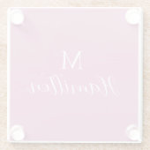 ミニマエレガントリスト深いピンクモノグラム名 ガラスコースター (裏面)