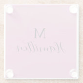 ミニマエレガントリスト深いピンクモノグラム名 ガラスコースター (裏面)