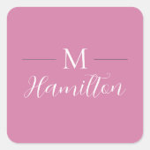 ミニマエレガントリスト深いピンクモノグラム名 スクエアシール (正面)