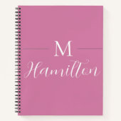 ミニマエレガントリスト深いピンクモノグラム名 ノートブック (正面)