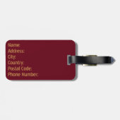 ミニマエレガントリスト深いブルゴーニュ・モノグラムデザイン ラゲッジタグ (裏面横)