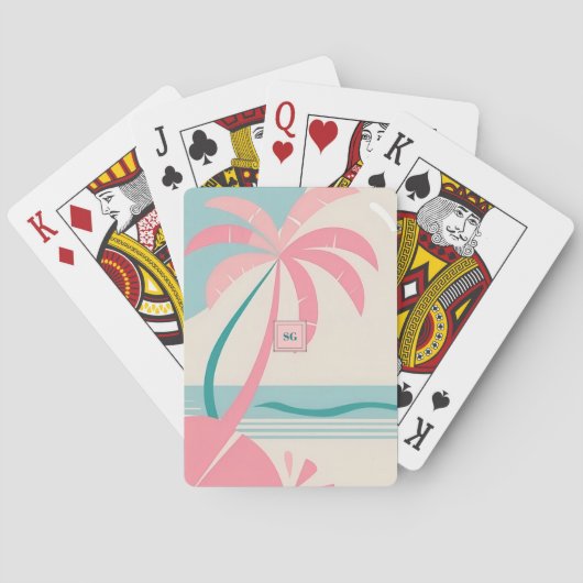 ミニマエレガントリスト熱帯ピンクティール（緑がかった色）モノグラム トランプ (裏面)