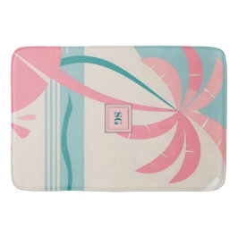ミニマエレガントリスト熱帯ピンクティール（緑がかった色）モノグラム バスマット