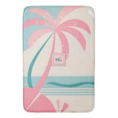 ミニマエレガントリスト熱帯ピンクティール（緑がかった色）モノグラム バスマット (正面縦)