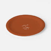 ミニマエレガントリスト燃えたオレンジと白結婚の ペーパープレート (アングル)