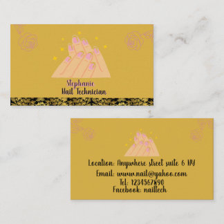 ミニマエレガントリスト爪、 ネイル技術ロゴ美しい 名刺