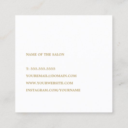 ミニマエレガントリスト白フェイク金ゴールドヘアピン スクエア名刺 (裏面)