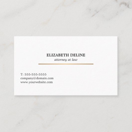 ミニマエレガントリスト白フェイク金ゴールド線弁護士 名刺 (正面)