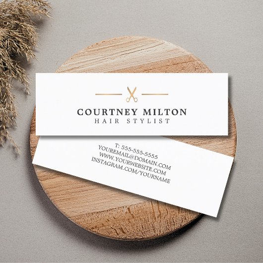 ミニマエレガントリスト白フェイク金ゴールド美容師 スキニー名刺