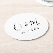 ミニマエレガントリスト白モノグラクラシックム結婚 ラウンドペーパーコースター (アングル)