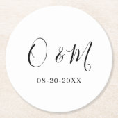 ミニマエレガントリスト白モノグラクラシックム結婚 ラウンドペーパーコースター (正面)
