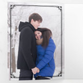 ミニマエレガントリスト白大理石フォト結婚ズ 三つ折り招待状 (内部最初)