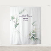 ミニマエレガントリスト白結婚緑の背景 タペストリー (正面)