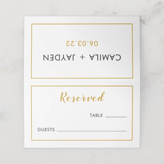 ミニマエレガントリスト白縁ど金ホイル結婚ズ プレイスカード (外部開封)