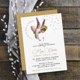 ミニマエレガントリスト白金ゴールド洗礼天使の信仰 招待状