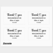 ミニマエレガントリスト白黒ありがとうハート 長方形シール (シート)