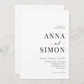 ミニマエレガントリスト白黒オールインワン結婚 招待状 (正面/裏面)