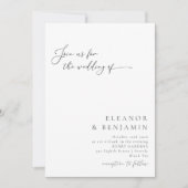 ミニマエレガントリスト白黒シック結婚スクリプト 招待状 (正面)