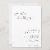 ミニマエレガントリスト白黒スクリプトウェディングRSVP 招待状 (正面)