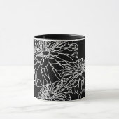 ミニマエレガントリスト白黒フラワーラインスケッチ マグカップ (中央)