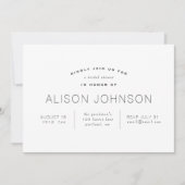 ミニマエレガントリスト白黒ブライダルシャワー 招待状 (正面)