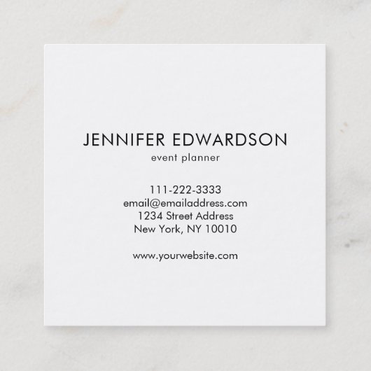 ミニマエレガントリスト白黒プロフェッショナル スクエア名刺 (裏面)