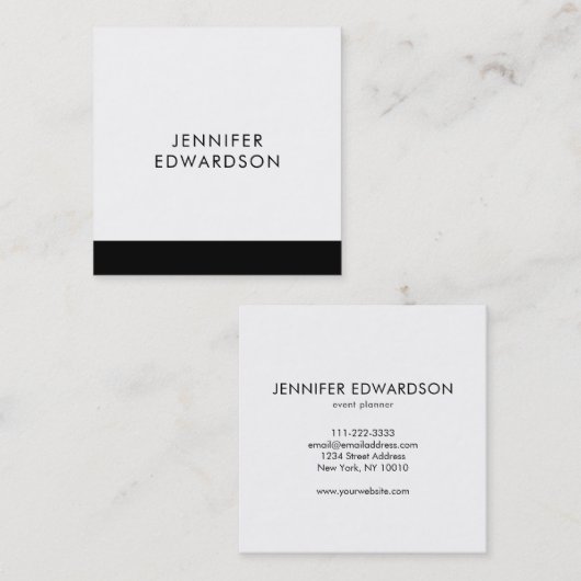 ミニマエレガントリスト白黒プロフェッショナル スクエア名刺 (正面/裏面)