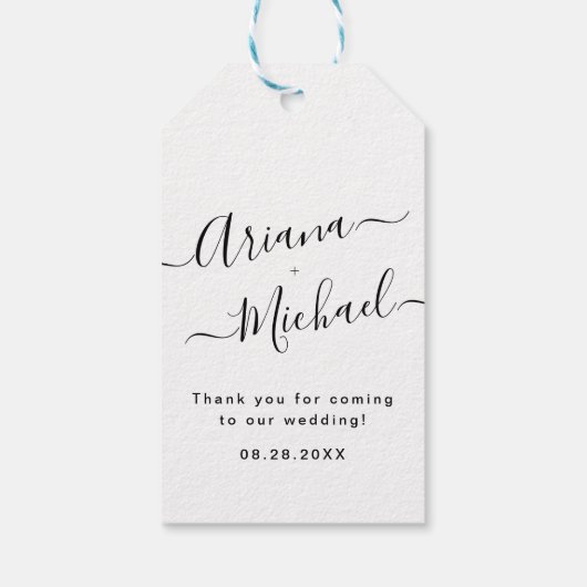 ミニマエレガントリスト白黒ミント結婚ズ ギフトタグ (裏面)