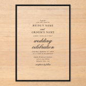 ミニマエレガントリスト白黒モノグ結婚ラム アクリル招待状 (正面)