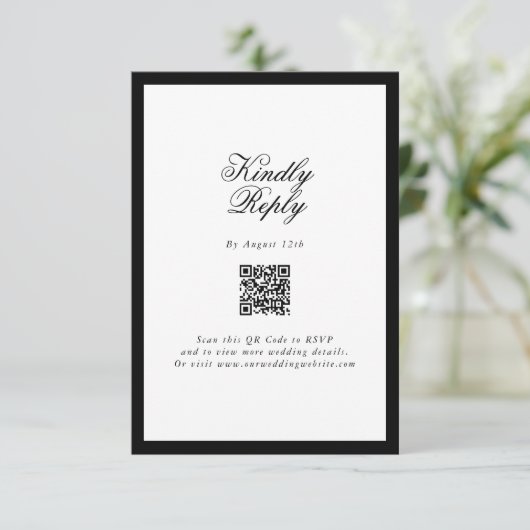 ミニマエレガントリスト白黒モノグ結婚ラム エンクロージャーカード (スタンド正面)