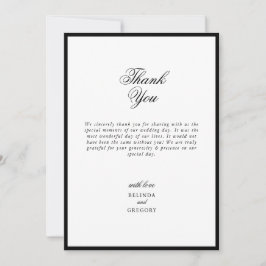 ミニマエレガントリスト白黒モノグ結婚ラム サンキューカード