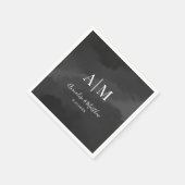 ミニマエレガントリスト白黒モノグ結婚ラム スタンダードカクテルナプキン (角)