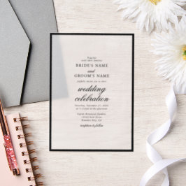 ミニマエレガントリスト白黒モノグ結婚ラム ベラム紙招待状