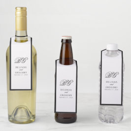 ミニマエレガントリスト白黒モノグ結婚ラム ボトルネックタグ