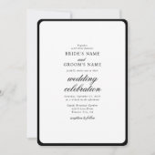 ミニマエレガントリスト白黒モノグ結婚ラム 招待状 (正面)