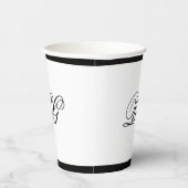 ミニマエレガントリスト白黒モノグ結婚ラム 紙コップ (右)