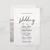 ミニマエレガントリスト白黒写真結婚ズ 招待状 (正面/裏面)