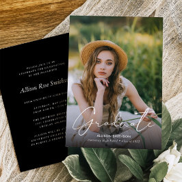 ミニマエレガントリスト白黒卒業 招待状