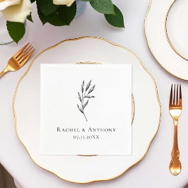 ミニマエレガントリスト白黒結婚のカスタム スタンダードカクテルナプキン