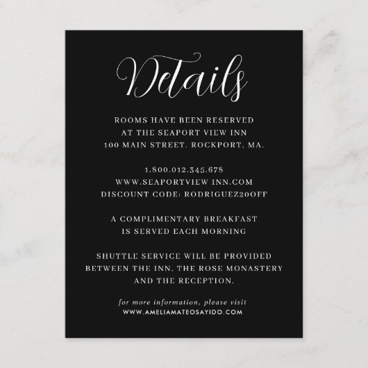 ミニマエレガントリスト白黒結婚の詳細 エンクロージャーカード (正面)