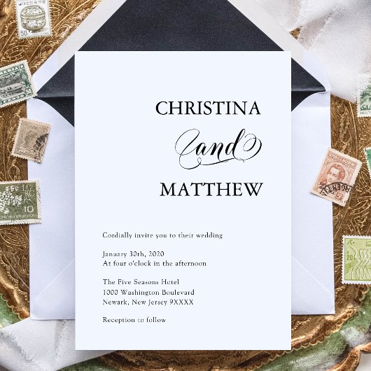 ミニマエレガントリスト白黒結婚ズ 招待状