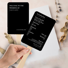 ミニマエレガントリスト白黒結婚式 プログラム ハンドファン