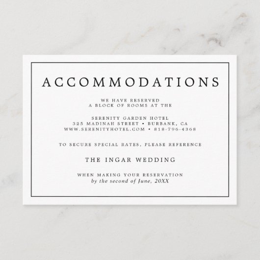 ミニマエレガントリスト白黒結婚詳細 エンクロージャーカード (正面)