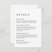ミニマエレガントリスト白黒結婚詳細 エンクロージャーカード (正面/裏面)