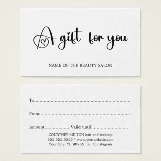 ミニマエレガントリスト白黒美しいサロン (正面&裏面)