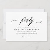 ミニマエレガントリスト白黒40th誕生日パーティー 招待状 (正面)